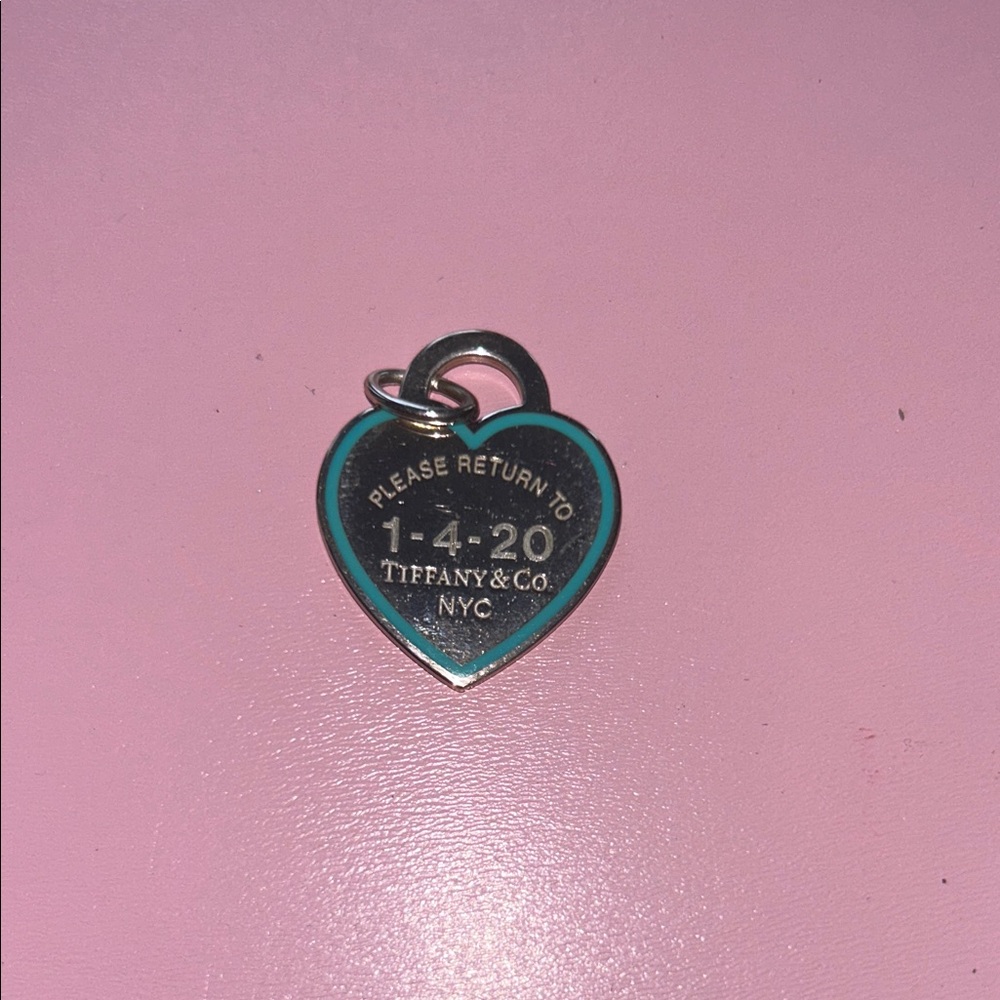 Tiffany & Co. Teal and Silver Heart Charm